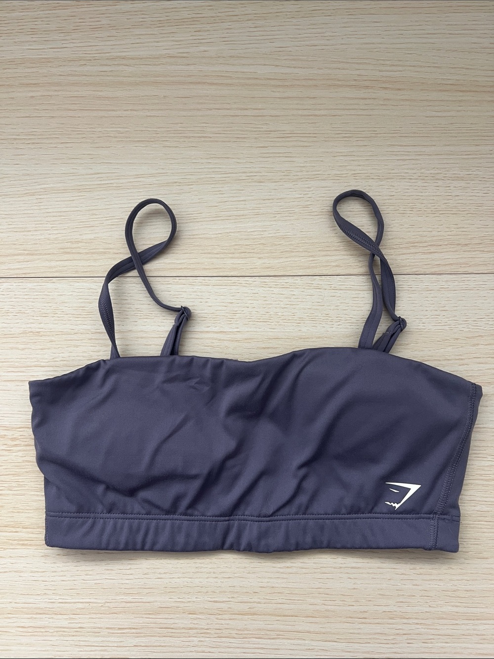 Gymshark Dark Purple Bandeau Sports Bra with Thin Straps